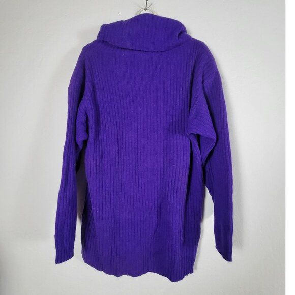 Rafaella Womens Angora Lambswool Purple Ribbed Turtleneck Sweater Large - Picture 2 of 7